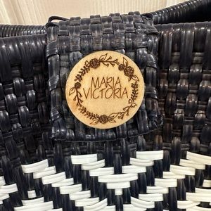 Maria Victoria handmade bag in Mexico.  Navy blue and white